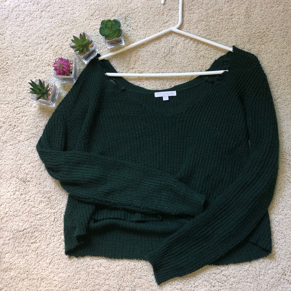cropped green knit sweater